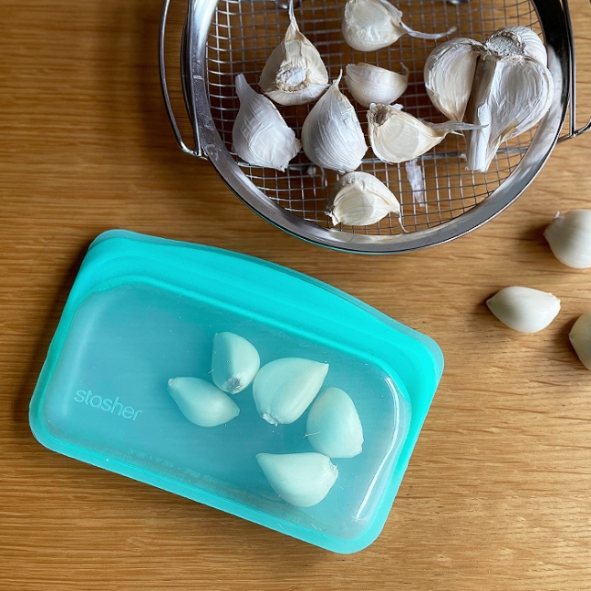 スタッシャー　シリコーンバッグ　EZスナック　アクア　/　stasher