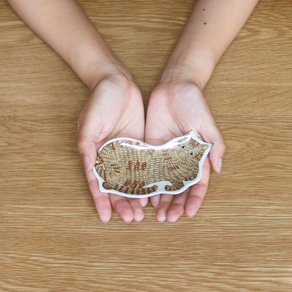 倉敷意匠　kata　kata　印判手豆皿　トラ猫