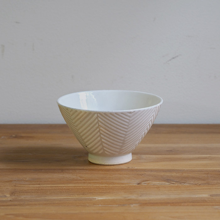 オリメ　Pヘリンボーン　茶碗　大　ホワイト　/　ORIME