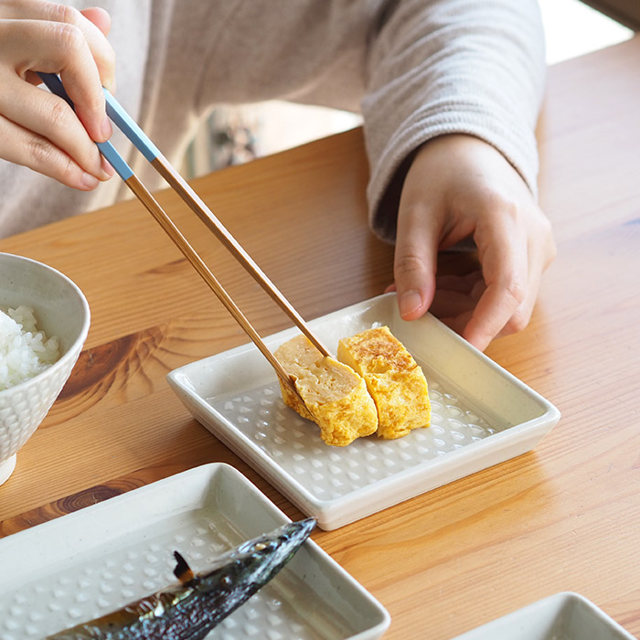 オリメ　P鹿の子　正角皿　ホワイト　/　ORIME