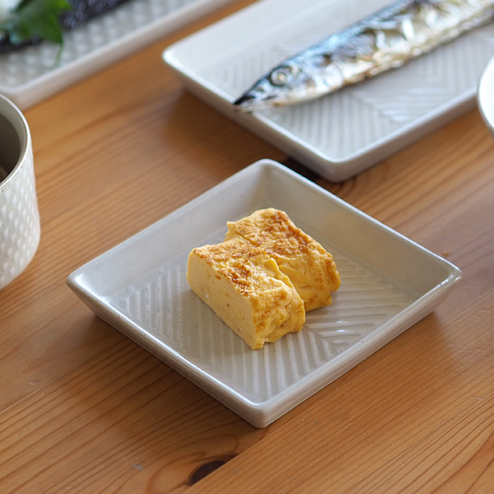 オリメ　Pヘリンボーン　正角皿　ホワイト　/　ORIME