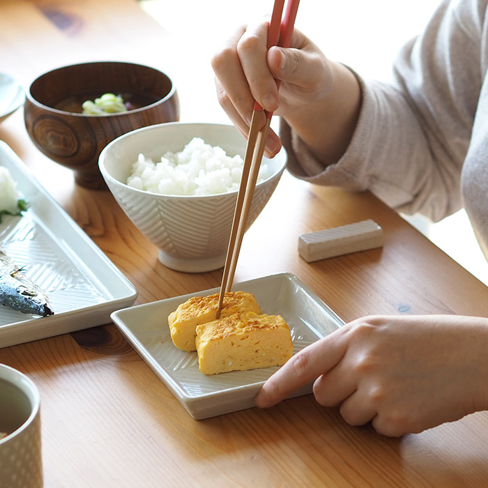 オリメ　Pヘリンボーン　正角皿　ホワイト　/　ORIME