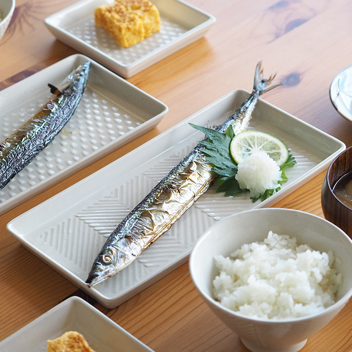 オリメ　Pヘリンボーン　長角皿　ホワイト　/　ORIME