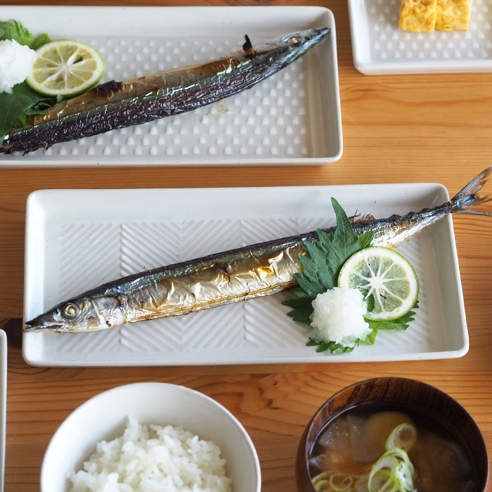 オリメ　Pヘリンボーン　長角皿　ホワイト　/　ORIME