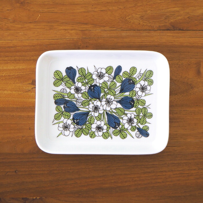 アラビア　クロッカス　プレート　15x19cm　グリーン　/　ARABIA　Krokus