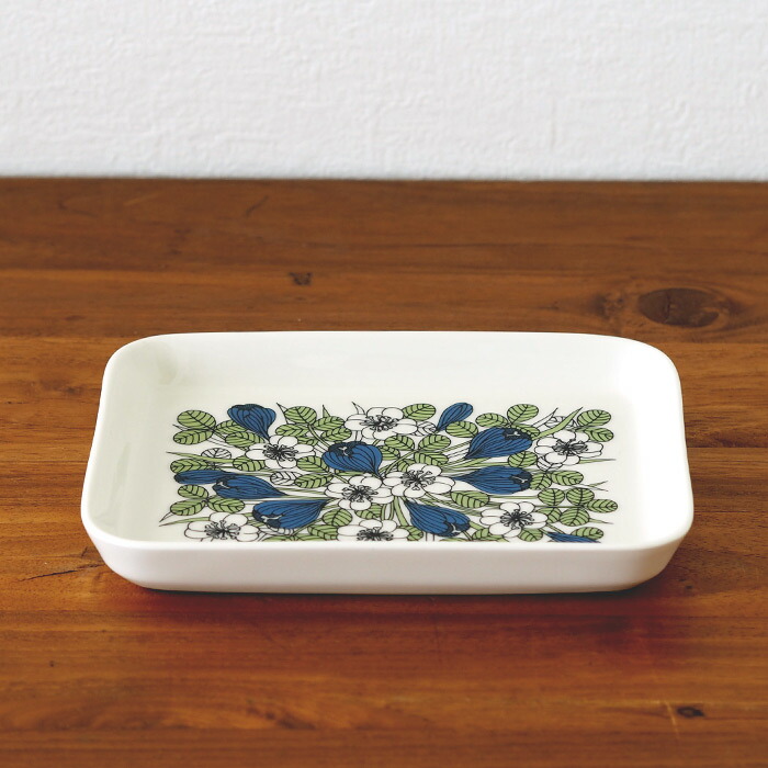 アラビア　クロッカス　プレート　15x19cm　グリーン　/　ARABIA　Krokus