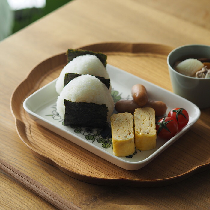 アラビア　クロッカス　プレート　15x19cm　グリーン　/　ARABIA　Krokus