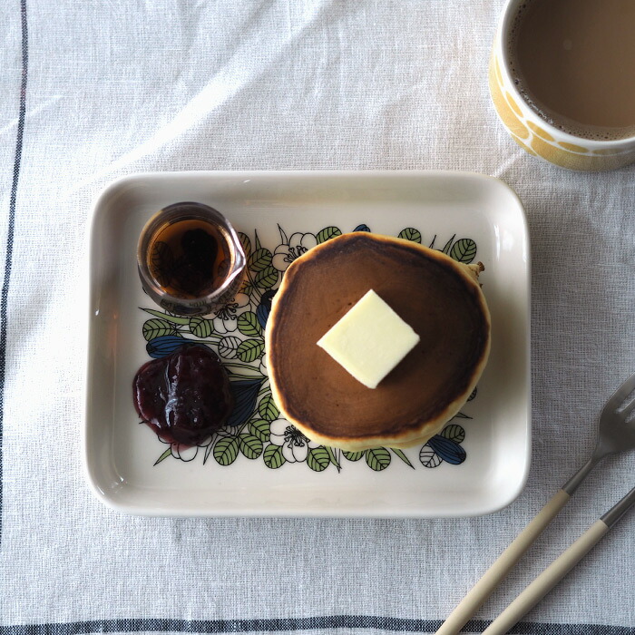 アラビア　クロッカス　プレート　15x19cm　グリーン　/　ARABIA　Krokus