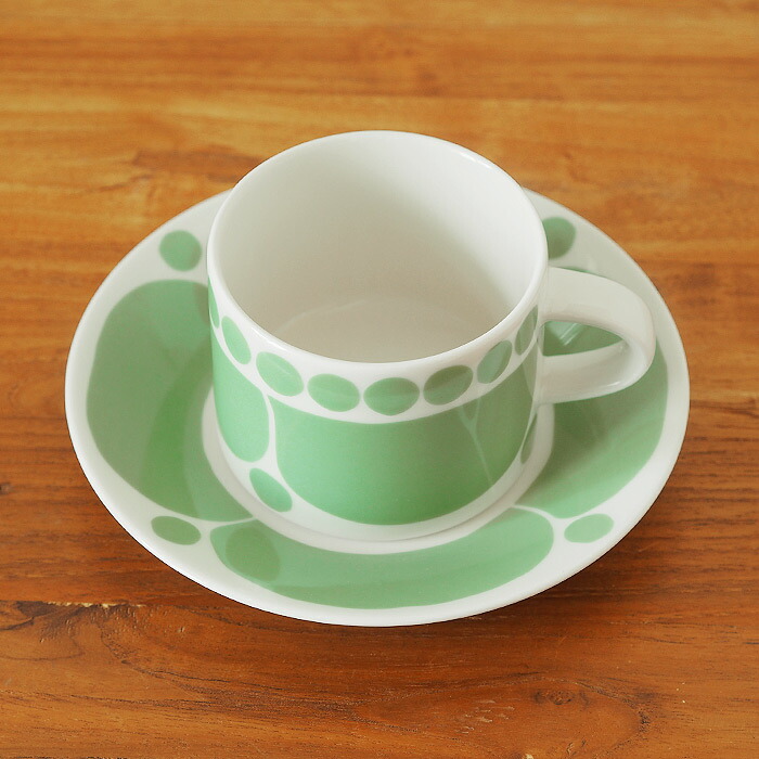 ■アラビア スンヌンタイ ティーカップ＆ソーサー ライトグリーン / ARABIA Sunnuntai