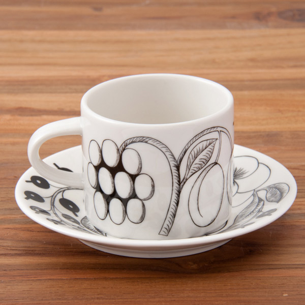 ■アラビア　ブラック　パラティッシ　コーヒーカップ＆ソーサー　/　ARABIA　Paratiisi　※