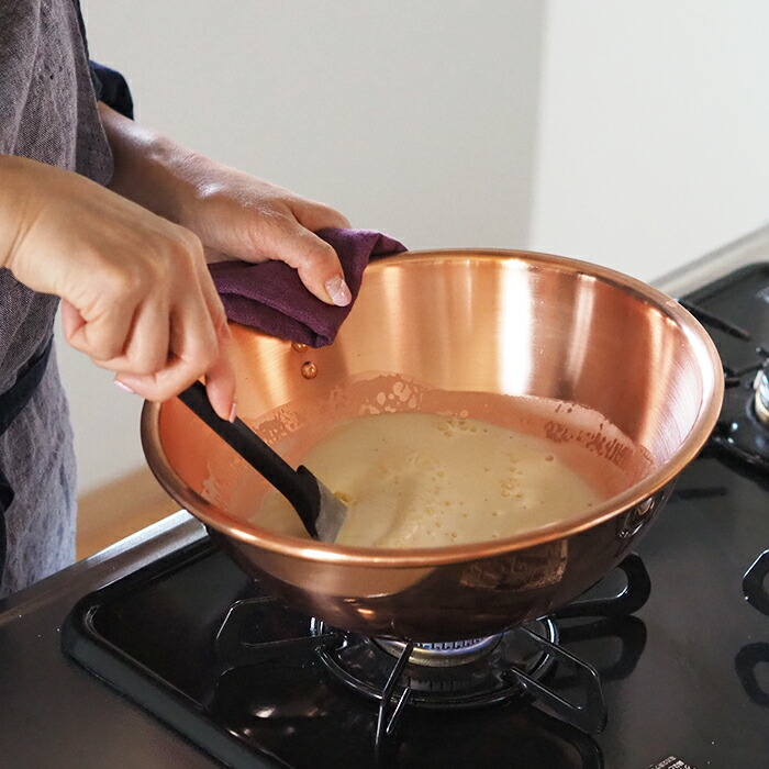 ボウマル　銅のペストリーボウル  取っ手付き　26cm（フランス製）　/　BAUMALU