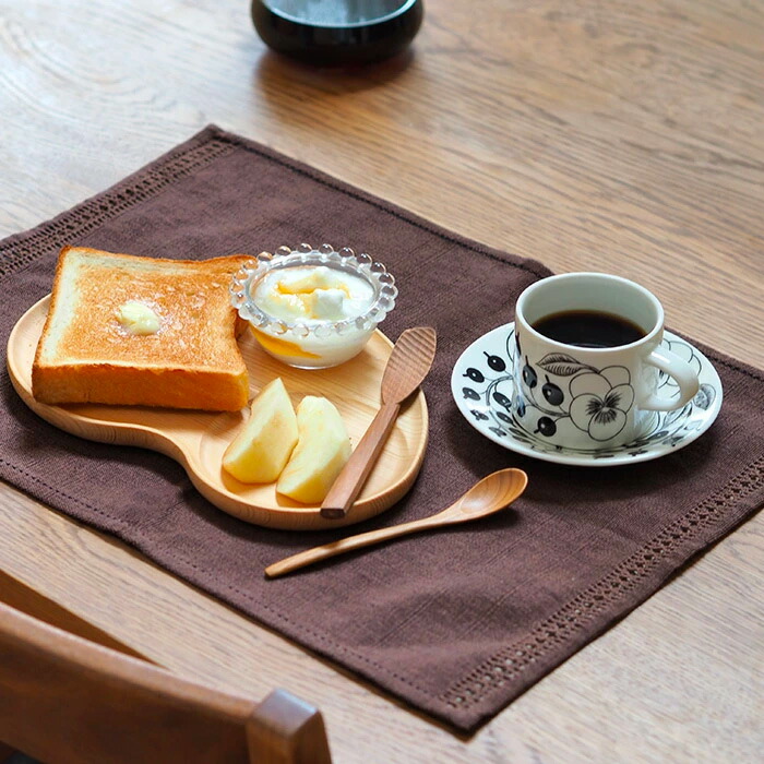 ベアフット　イタリアンヘムステッチ　プレイスマット　スリランカ製　ブラックコーヒー　46×33　/　BAREFOOT