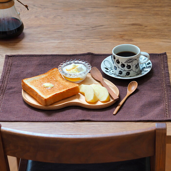 ベアフット　イタリアンヘムステッチ　プレイスマット　スリランカ製　ブラックコーヒー　46×33　/　BAREFOOT