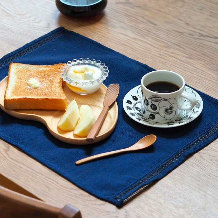 ベアフット　イタリアンヘムステッチ　プレイスマット　スリランカ製　ネイビーブルー　46×33　/　BAREFOOT