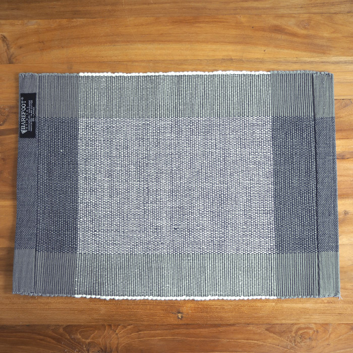 ベアフット　手織　プレイスマット　スリランカ製　グレーチェック　46×33　/　BAREFOOT