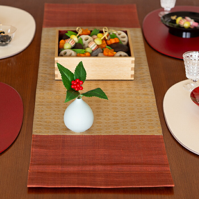 バンイノウエ　華わび裂ラナー　テーブルランナー 　さび朱　/　BAN INOUE