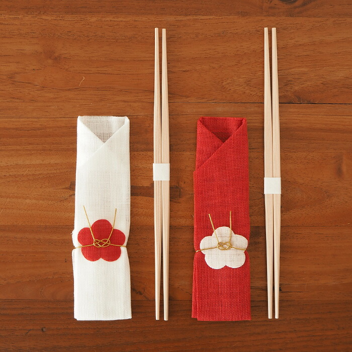バンイノウエ　蚊帳の箸袋　紅白祝い箸セット　/　BAN INOUE