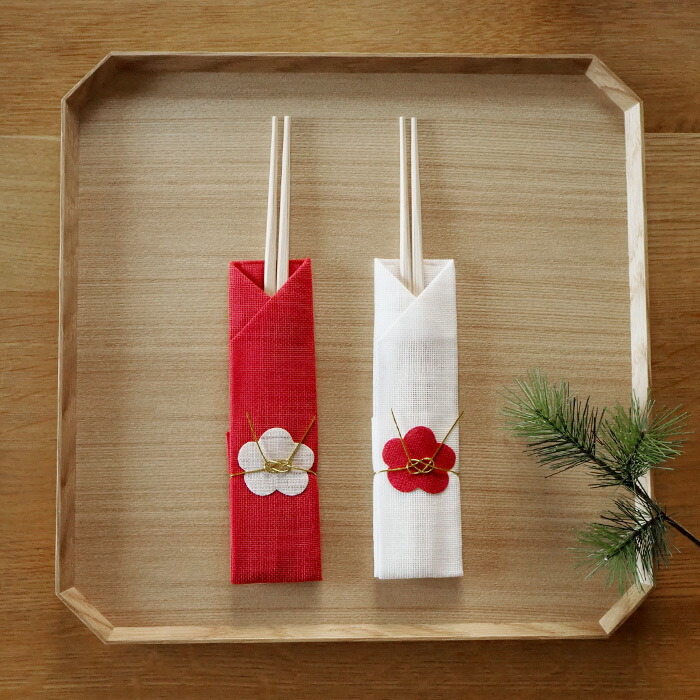 バンイノウエ　蚊帳の箸袋　紅白祝い箸セット　/　BAN INOUE