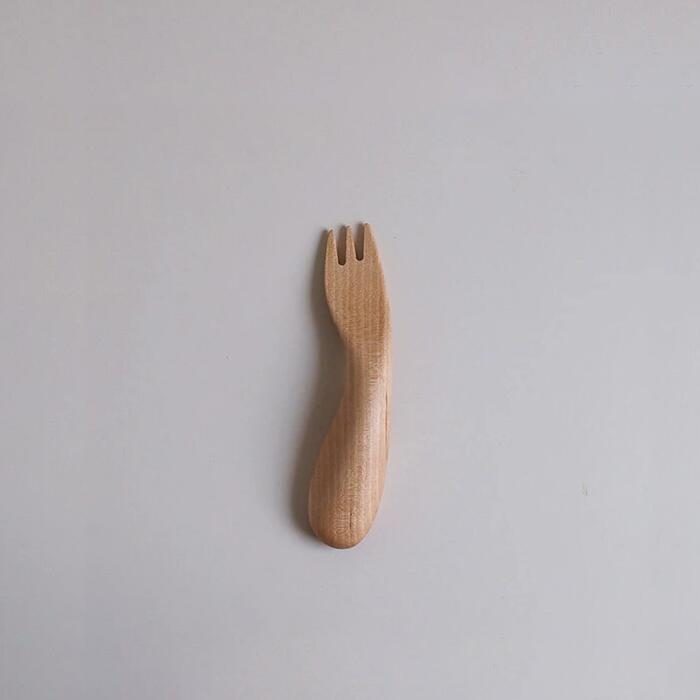 クラフト工房・木奏　木のカトラリー　赤ちゃん握りフォーク　