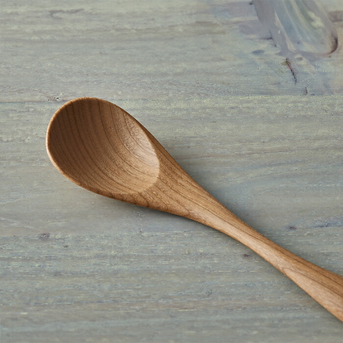 クラフト工房・木奏　木のカトラリー　器の底をさらうデザートスプーン　右利き用