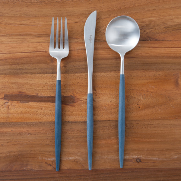 【正規品】■クチポール　ゴア・ブルー　シルバー　ディナーセット　3PCS　（箱なし）　/　Cutipol　GOA-Blue
