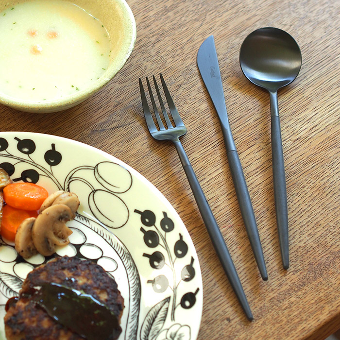 【正規品】■クチポール　ゴア・ブラック　ブラック　ディナーセット　3PCS　（箱なし）　/　Cutipol　GOA-Black