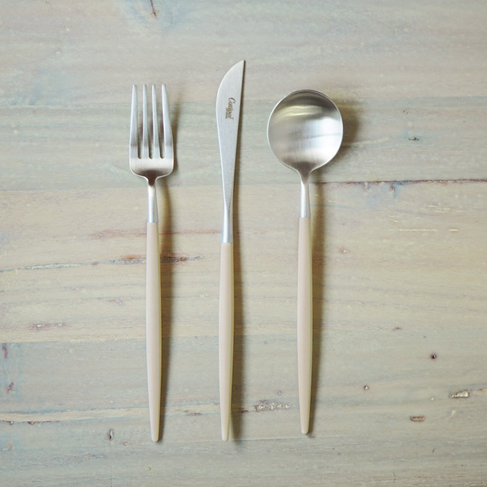 【正規品】■クチポール　ゴア・アイボリー　シルバー　デザートセット　3PCS　（箱なし）　/　Cutipol　GOA-Ivory