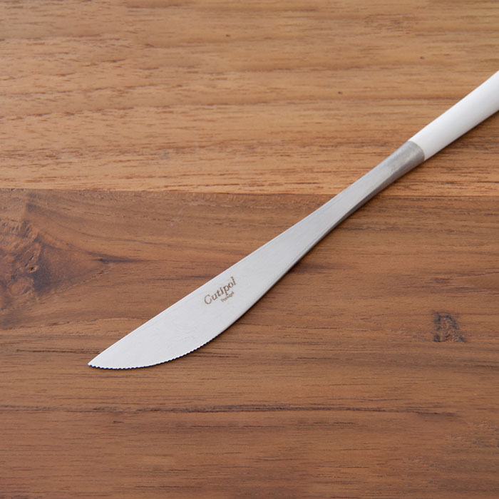 【OUTLET40%OFF】【訳あり】【正規品】クチポール　ゴア・ホワイト　シルバー　ディナーナイフ　/　Cutipol　GOA-White