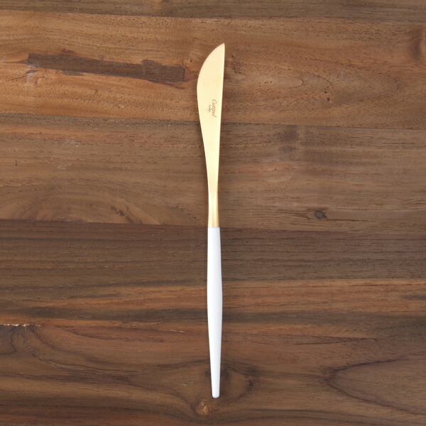 【正規品】クチポール　ゴア・ホワイト　ゴールド　ディナーナイフ　/　Cutipol　GOA-White