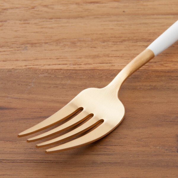 【OUTLET40%OFF】【訳あり】【正規品】クチポール　ゴア・ホワイト　ゴールド　ディナーフォーク　/　Cutipol　GOA-White