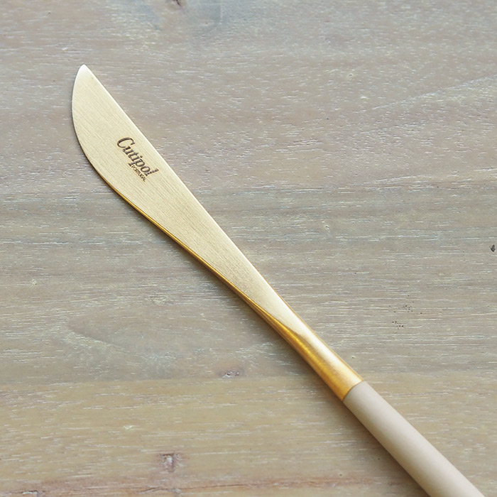 【正規品】クチポール　ゴア・アイボリー　ゴールド　デザートナイフ　/　Cutipol　GOA-Ivory　□　