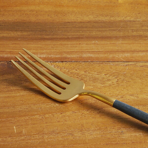 【正規品】クチポール　ゴア・ブラック　ゴールド　デザートフォーク　/　Cutipol　GOA-Black