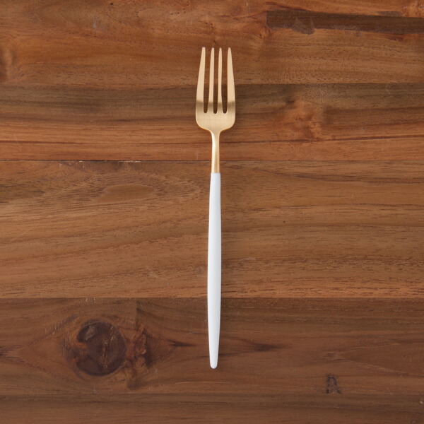 【正規品】クチポール　ゴア・ホワイト　ゴールド　デザートフォーク　/　Cutipol　GOA-White