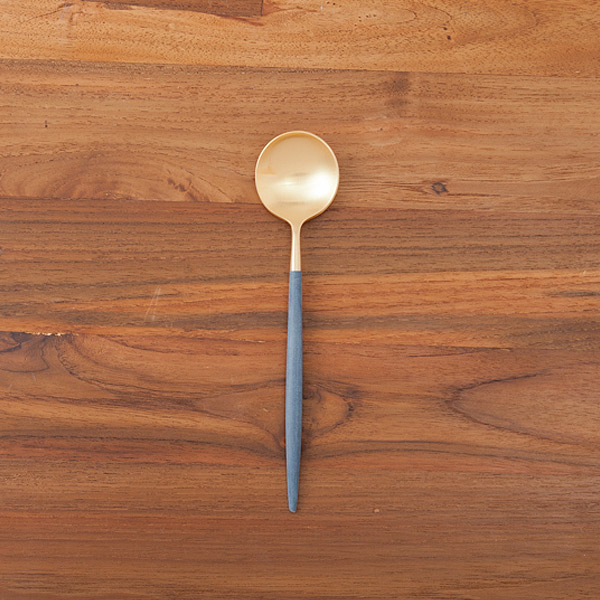 【正規品】クチポール　ゴア・ブルー　ゴールド　デザートスプーン　/　Cutipol　GOA-Blue　