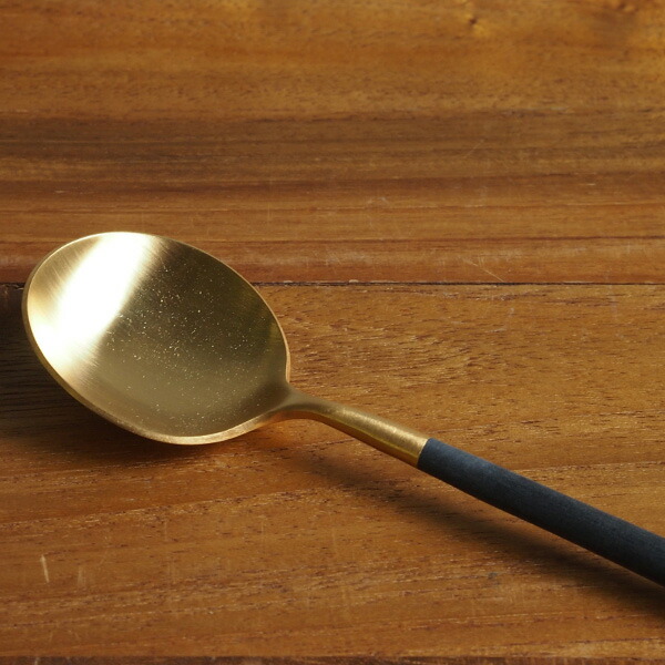 【正規品】クチポール　ゴア・ブラック　ゴールド　デザートスプーン　/　Cutipol　GOA-Black