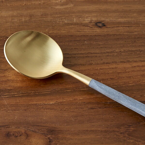 【正規品】クチポール　ゴア・グレー　ゴールド　デザートスプーン　/　Cutipol　GOA-Gray　□