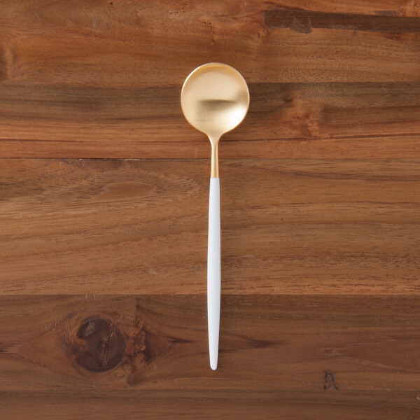 【正規品】クチポール　ゴア・ホワイト　ゴールド　デザートスプーン　/　Cutipol　GOA-White