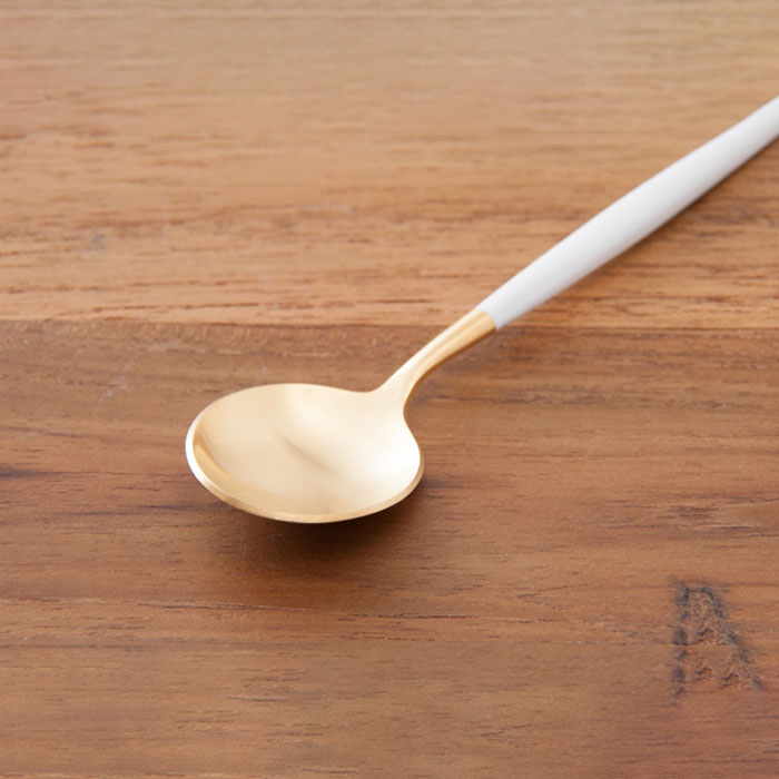 【正規品】クチポール　ゴア・ホワイト　ゴールド　ティースプーン　/　Cutipol　GOA-White
