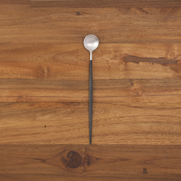 【正規品】クチポール　ゴア・ブラック　シルバー　ロングドリンクスプーン　/　Cutipol　GOA