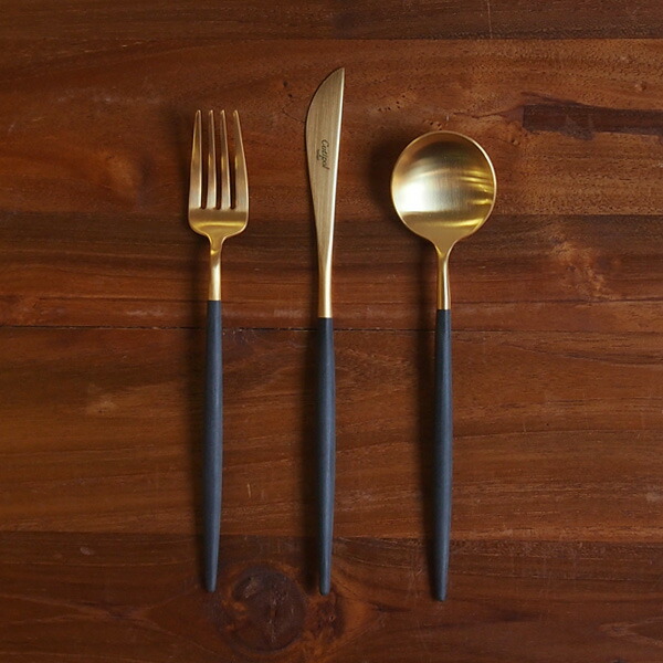 【正規品】■クチポール　ゴア・ブラック　ゴールド　デザートセット　3PCS　（箱なし）　/ Cutipol　GOA-Black