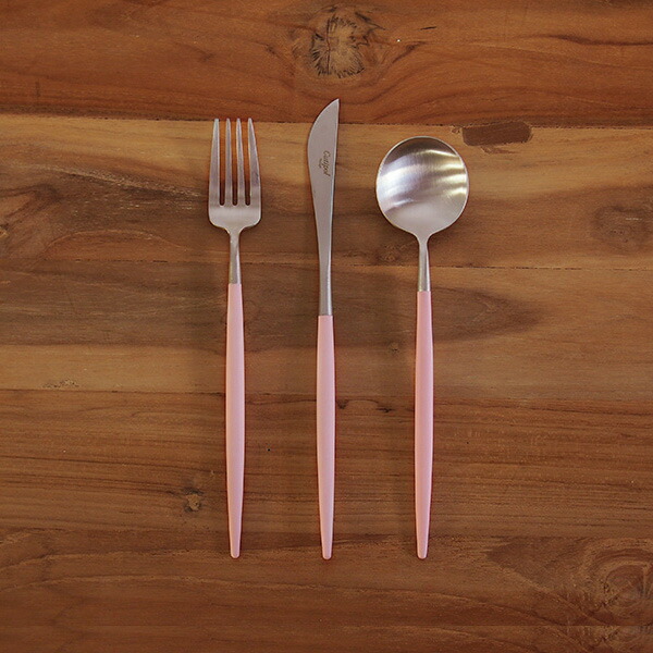 【正規品】■クチポール　ゴア・ピンク　シルバー　デザートセット　3PCS　（箱なし）　/　Cutipol　GOA-Pink