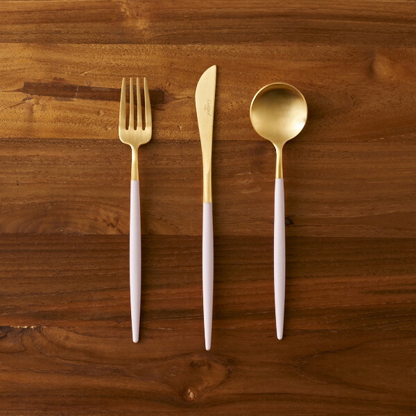 【正規品】■クチポール　ゴア・ピンク　ゴールド　デザートセット　3PCS　（箱なし）　/　Cutipol　GOA-Pink