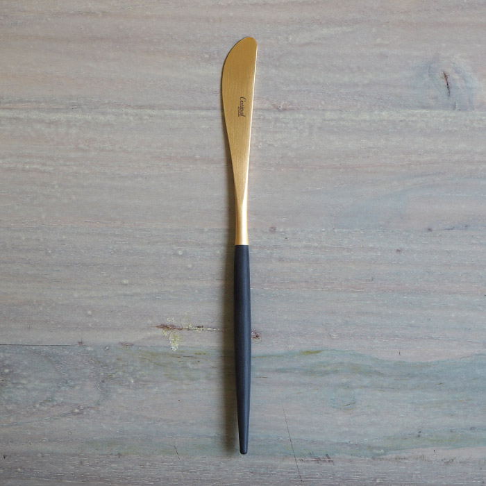 【正規品】クチポール　ミオ・ブラック　ゴールド　ディナーナイフ　/　Cutipol　MIO-Black