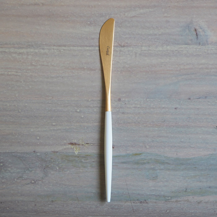 【正規品】クチポール　ミオ・ホワイト　ゴールド　ディナーナイフ　/　Cutipol　MIO-White