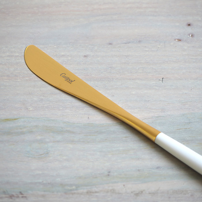 【正規品】クチポール　ミオ・ホワイト　ゴールド　ディナーナイフ　/　Cutipol　MIO-White