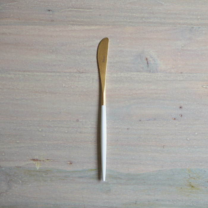 【正規品】クチポール　ミオ・ホワイト　ゴールド　デザートナイフ　/　Cutipol　MIO-White