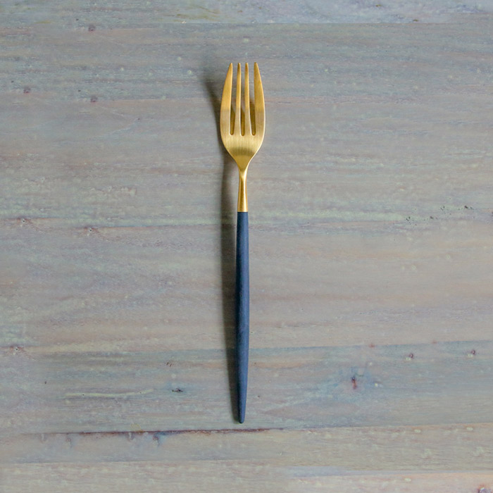 【正規品】クチポール　ミオ・ブラック　ゴールド　デザートフォーク　/　Cutipol　MIO-Black　