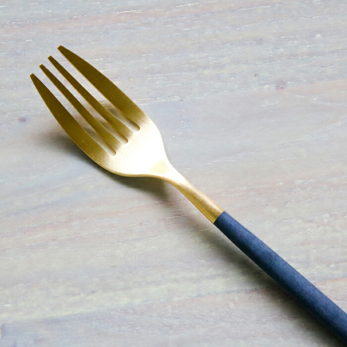 【正規品】クチポール　ミオ・ブラック　ゴールド　デザートフォーク　/　Cutipol　MIO-Black　