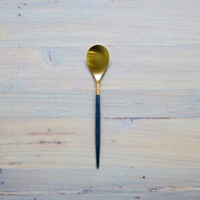 【正規品】クチポール　ミオ・ブラック　ゴールド　デザートスプーン　/　Cutipol　MIO-Black