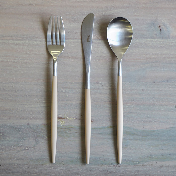 【正規品】■クチポール　ミオ・アイボリー　シルバー　ディナーセット　3PCS　（箱なし）　/　Cutipol　MIO-Ivory
